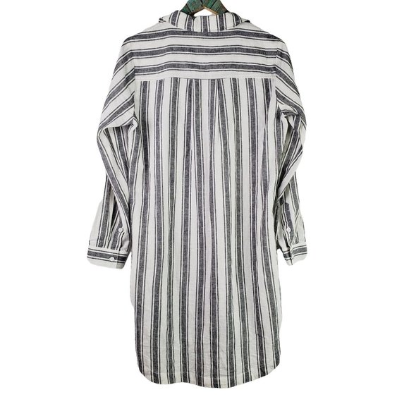 Sanctuary Staycation Twilight Hi-Low Vertical Stripe Pocket Linen Blend Dress, M - Picture 5 of 12